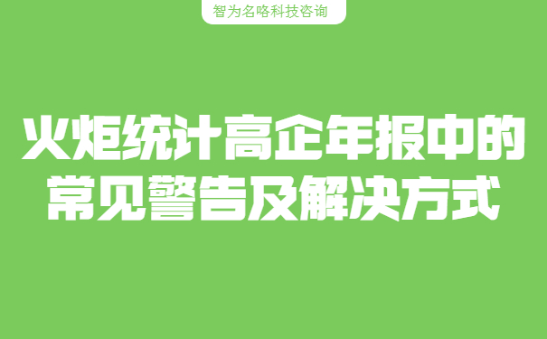 火炬統(tǒng)計高企年報中的常見警告及解決方式